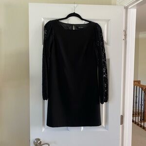 White House Black Market Black Lace Sleeve Shift Dress size 2 EUC